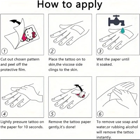 HELLO KITTY Tattoos Kawaii Coquette Girls Gift Pack Temporary Waterproof Tats 🎀 - Picture 6 of 10